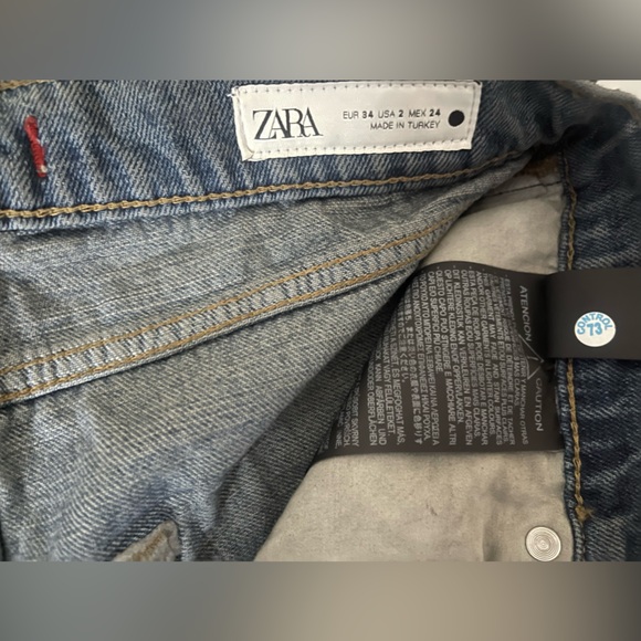 NWT ZARA SIGNATURE DENIM THE LOOSE FIT IN DISTRESSED RESIN STRAIGHT LEG EU34/US2 - Picture 9 of 15